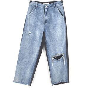 Pacsun 90s Jogger Jeans Size 26 Women Blue Black Colorblock Distressed High Rise